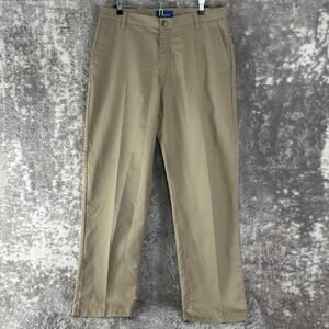 Lee Size 33x32 Classic Fit Total Freedom Khaki Pants Beige Straight Leg Button